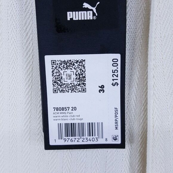 PUMA Pants Mens Size 36 White ACM MMQ Embroidered Logo AC Milan $125 - Picture 3 of 12